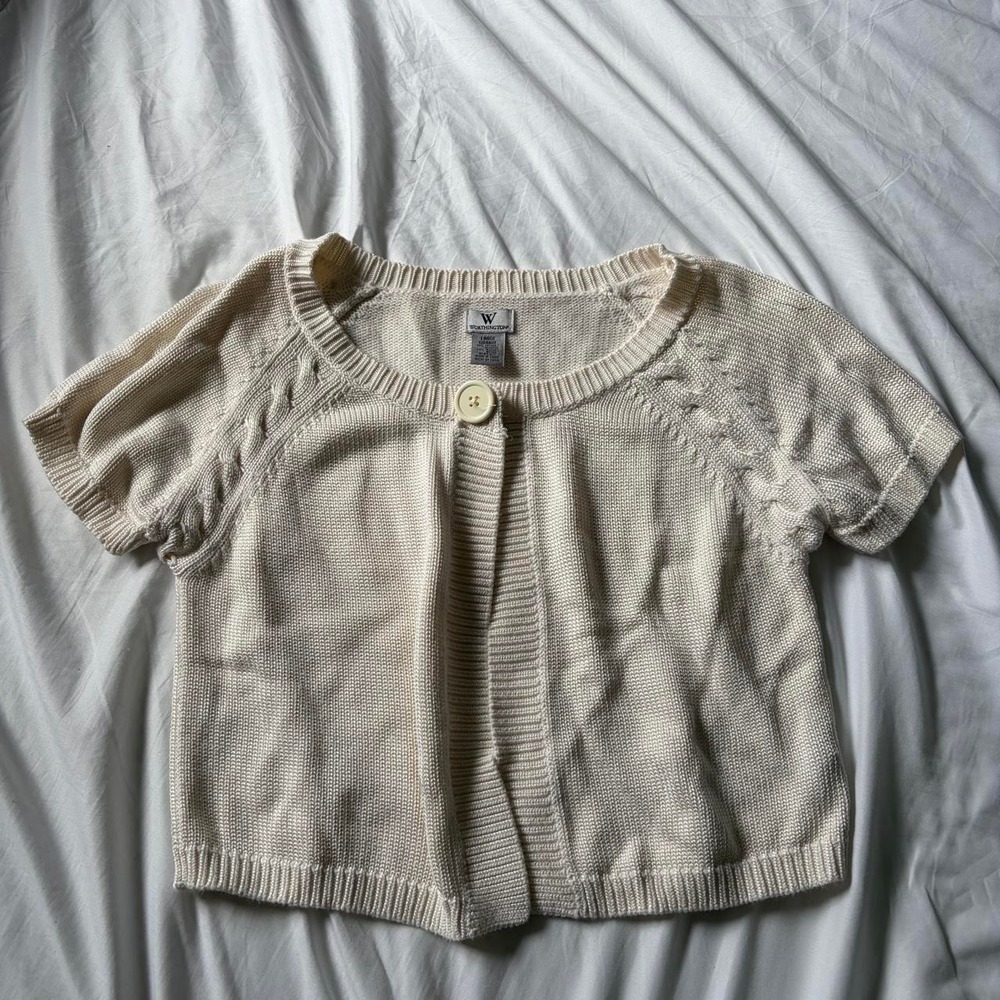 Y2K Large size short sleeve knit short sleeve cardigan button top worthington